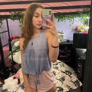 tank top with side pocket and front tie